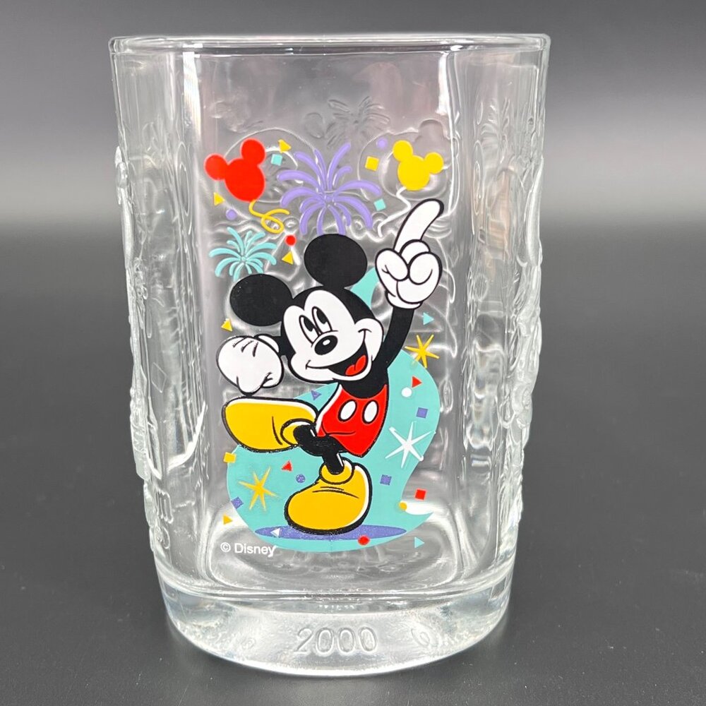 Vintage Disney 2000 Mickey Mouse Glass Mug By McDonalds France Y2K Celebration